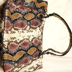 Multicolored faux snakeskin shoulder bag